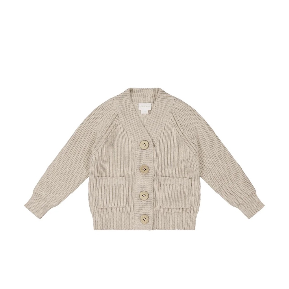 Jamie Kay Arty Knitted Cardigan Oat Marle Sz 3y